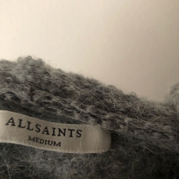 Allsaints Ava Hoodie Wool Cropped in Grey Size Medium - Picture 3 of 10